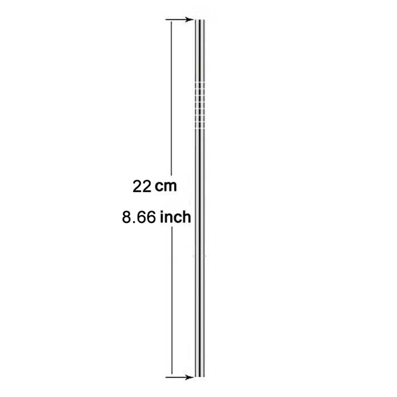ELECTROPRIME 5pcs Reusable Stainless Steel Straight Drinking Straw + Cleaner Brush Set Kit,  215*8mm(Silver)