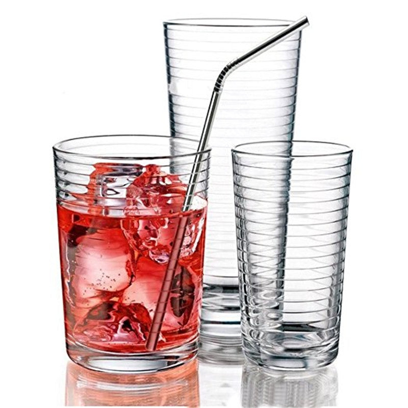 ELECTROPRIME 5pcs Reusable Stainless Steel Bent Drinking Straw + Cleaner Brush Set Kit,  266*6mm(Colour)