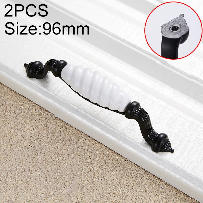ELECTROPRIME 2 PCS 5003_128 Black and White Ceramic Closet Cabinet Handle Pitch: 128mm