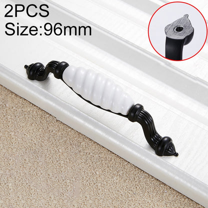 ELECTROPRIME 2 PCS 5003_128 Black and White Ceramic Closet Cabinet Handle Pitch: 128mm