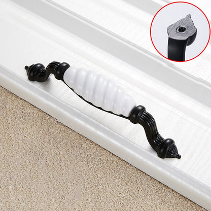 ELECTROPRIME 2 PCS 5003_128 Black and White Ceramic Closet Cabinet Handle Pitch: 128mm