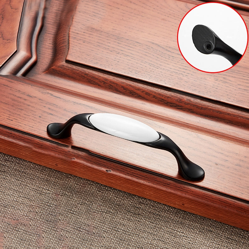 ELECTROPRIME 5006_96 Black and White Ceramic Closet Cabinet Handle Pitch: 96mm