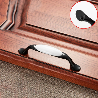 ELECTROPRIME 5006_96 Black and White Ceramic Closet Cabinet Handle Pitch: 96mm