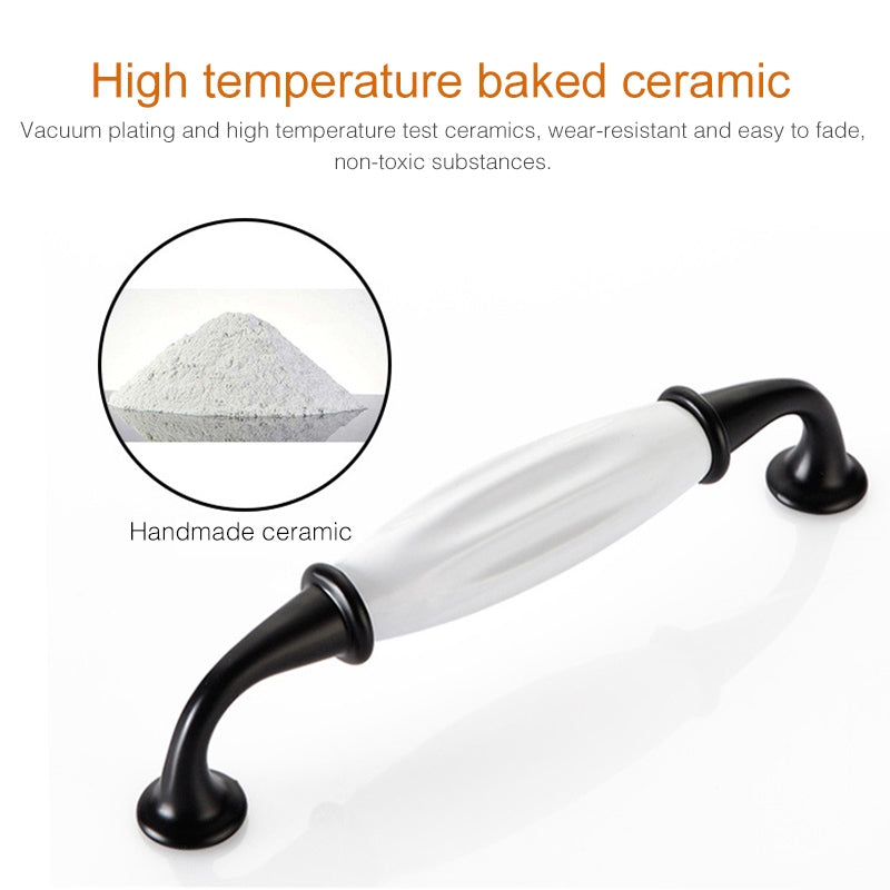 ELECTROPRIME 5006_96 Black and White Ceramic Closet Cabinet Handle Pitch: 96mm