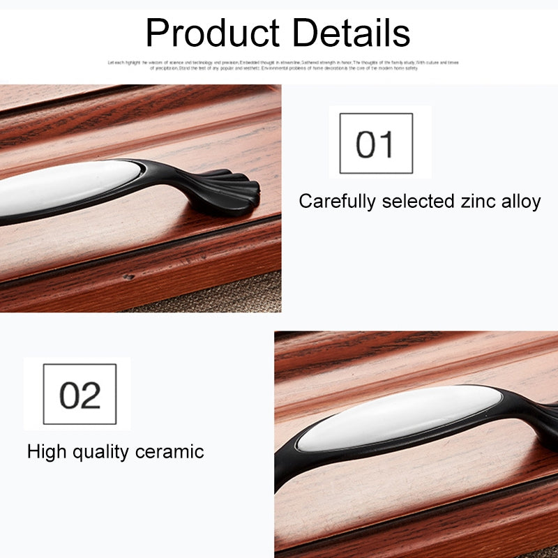 ELECTROPRIME 5006_96 Black and White Ceramic Closet Cabinet Handle Pitch: 96mm
