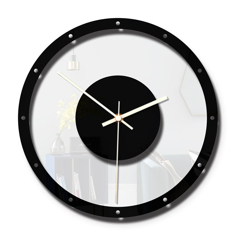 ELECTROPRIME TM011 B Round Wooden Dial Transparent Acrylic Mute Wall Clock