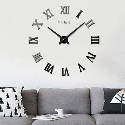 ELECTROPRIME Bedroom Home Decoration Frameless Roman Numeral Large DIY Wall Sticker Mute Clock, Size: 100*100cm(Black)