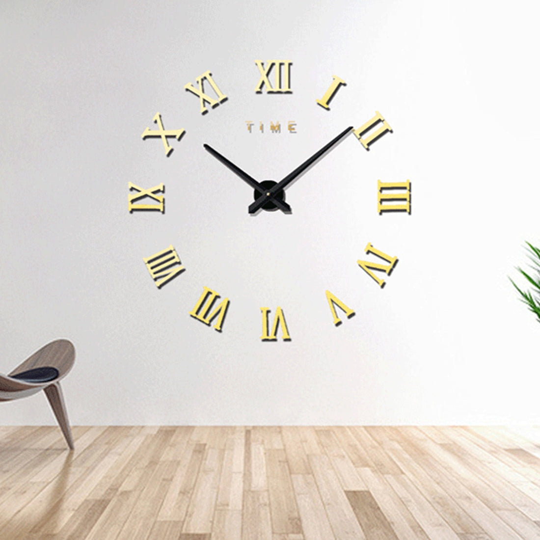 ELECTROPRIME Bedroom Home Decoration Frameless Roman Numeral Large DIY Wall Sticker Mute Clock, Size: 100*100cm(Gold)