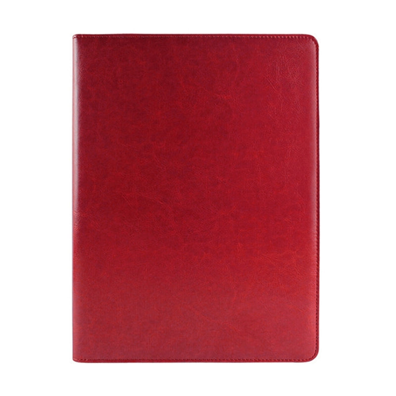 ELECTROPRIME Office Supplies Business Style Leather Document Folder with 30-pages A4 Note Pad & Calculator (Red)