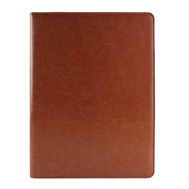 ELECTROPRIME Office Supplies Business Style Leather Document Folder with 30-pages A4 Note Pad & Calculator(Brown)