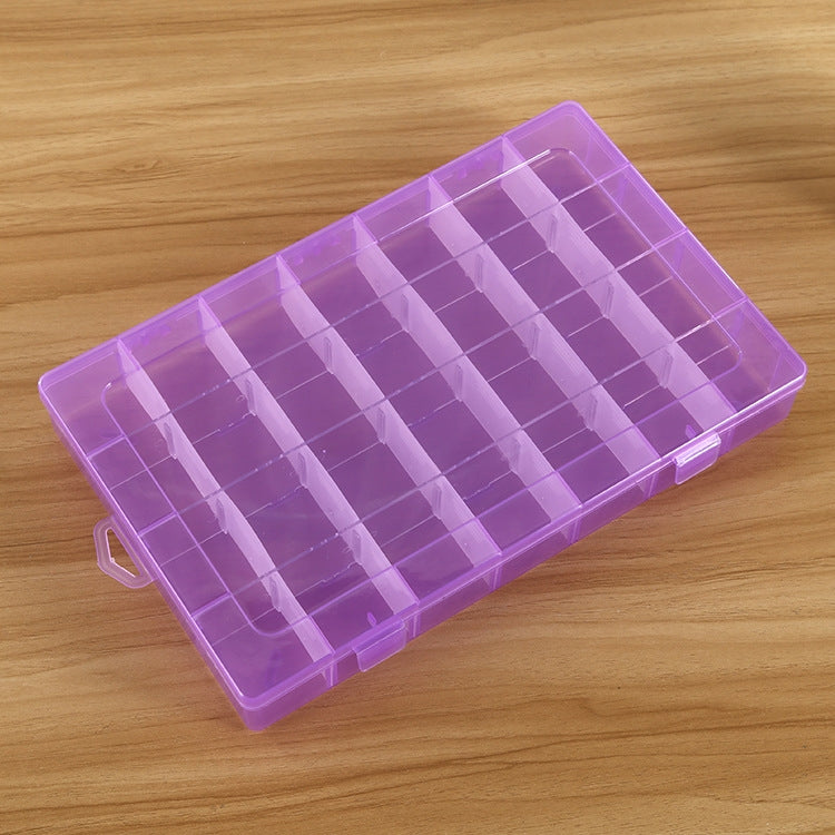 ELECTROPRIME Plastic Organizer Container Storage Box 28 Slots Removable Grid Compartment for Jewelry Earring Fishing Hook Small Accessories(Purple)