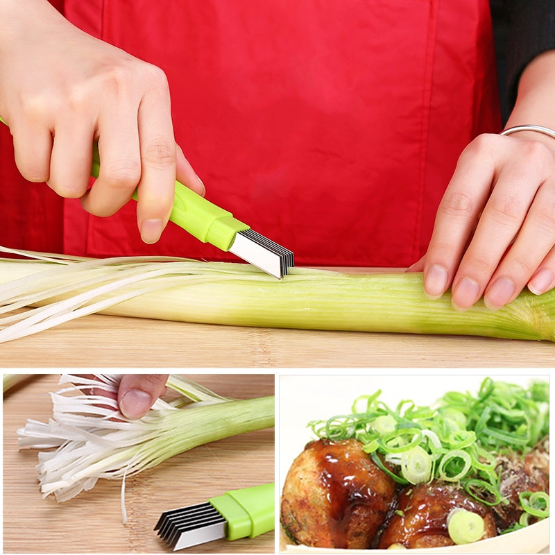 ELECTROPRIME Kitchen Tool Manual Stainless Steel Filate Circle Shape Green Onion Slicer