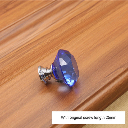 ELECTROPRIME 30mm K9 Clear Crystal Glass Chromium-plated One-hole Drawer Handle(Blue)