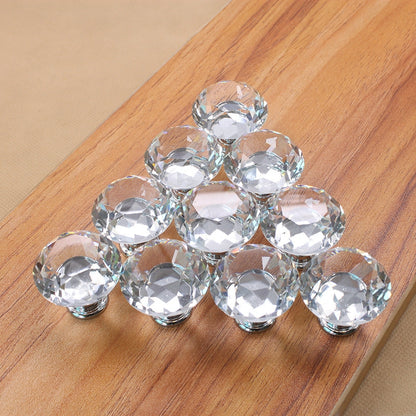 ELECTROPRIME 30mm K9 Clear Crystal Glass Chromium-plated One-hole Drawer Handle(Transparent)
