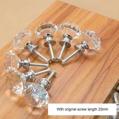 ELECTROPRIME 30mm K9 Clear Crystal Glass Chromium-plated One-hole Drawer Handle(Transparent)