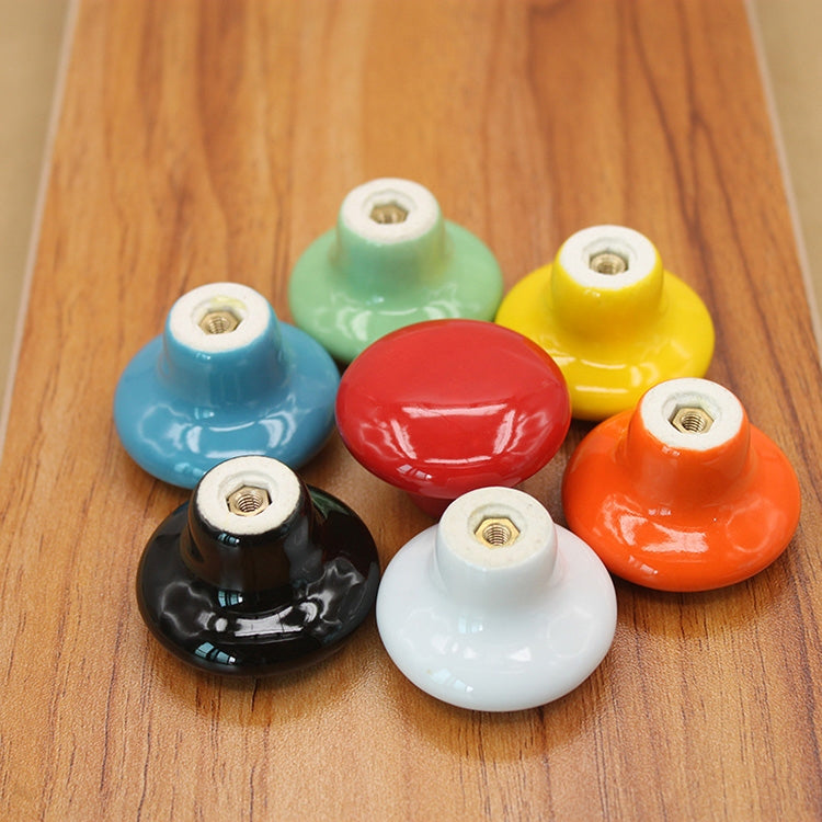 ELECTROPRIME 32mm Modern Literary Color Glazed Ceramic Cabinet Drawer Handle(Orange)