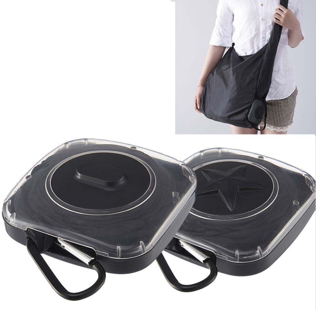 ELECTROPRIME Creative Rotating Foldable Shopping Storage Bag Portable Large Capacity Eco-friendly Nylon Storage Bag, Random Pattern Delivery(Transparent)