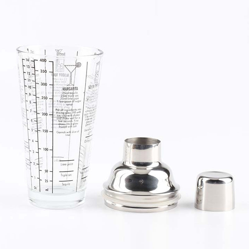 ELECTROPRIME Stainless Steel Glass Cocktail Shaker Tools Milk Tea Cup with Scale, Capacity: 450ml