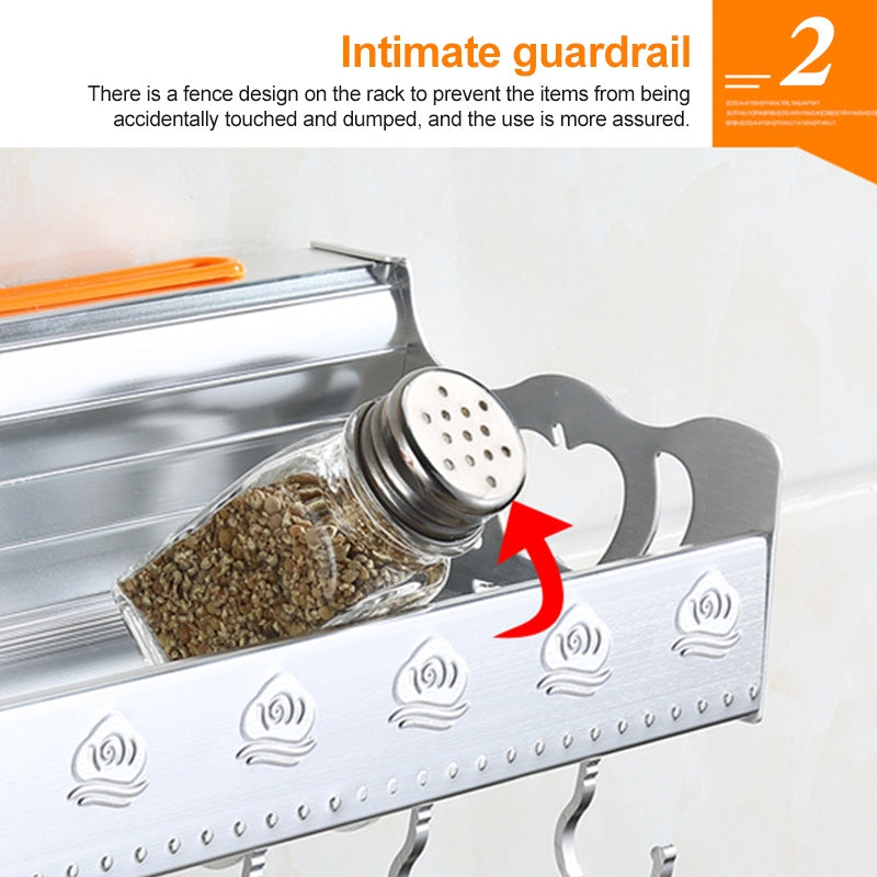 ELECTROPRIME 50cm 2 Chopstick Cylinders 6 Hooks Kitchen Multi-function Single-layer Wall Hanging Knife Holder Storage Rack