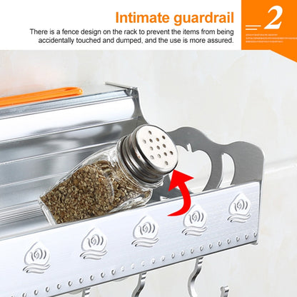 ELECTROPRIME 50cm 2 Chopstick Cylinders 6 Hooks Kitchen Multi-function Single-layer Wall Hanging Knife Holder Storage Rack