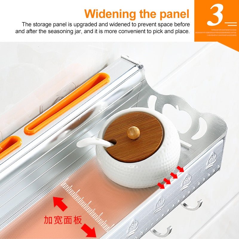 ELECTROPRIME 50cm 2 Chopstick Cylinders 6 Hooks Kitchen Multi-function Single-layer Wall Hanging Knife Holder Storage Rack