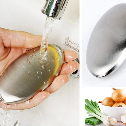 ELECTROPRIME Portable Cleaning Stainless Steel Oval Hand Soap Eliminating Odour Remover, Random Style Delivery