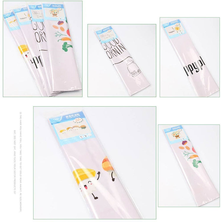 ELECTROPRIME 5 PCS Funny Plate Pattern Household Kitchen Self-adhesive High Temperature Resistance Oil Resistant Wall Stickers Size: 60x90cm