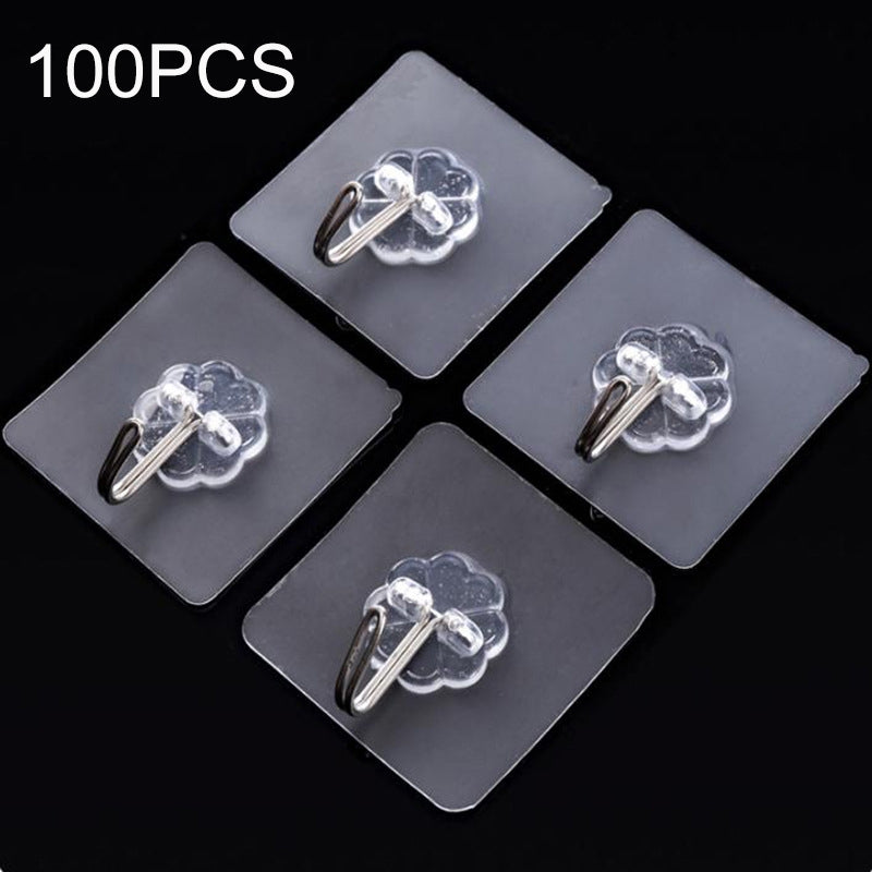 ELECTROPRIME 100 PCS Kitchen Bathroom Wall Hanging Transparent Non-marking Glue Hook