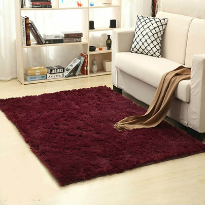 ELECTROPRIME Bedroom Living Room Warm Faux Plush Carpet Floor Fluffy Soft Mat, Size?200x400cm(Wine Red)