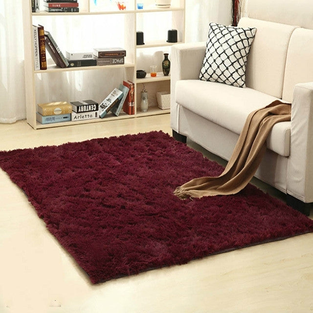 ELECTROPRIME Bedroom Living Room Warm Faux Plush Carpet Floor Fluffy Soft Mat, Size?200x400cm(Wine Red)