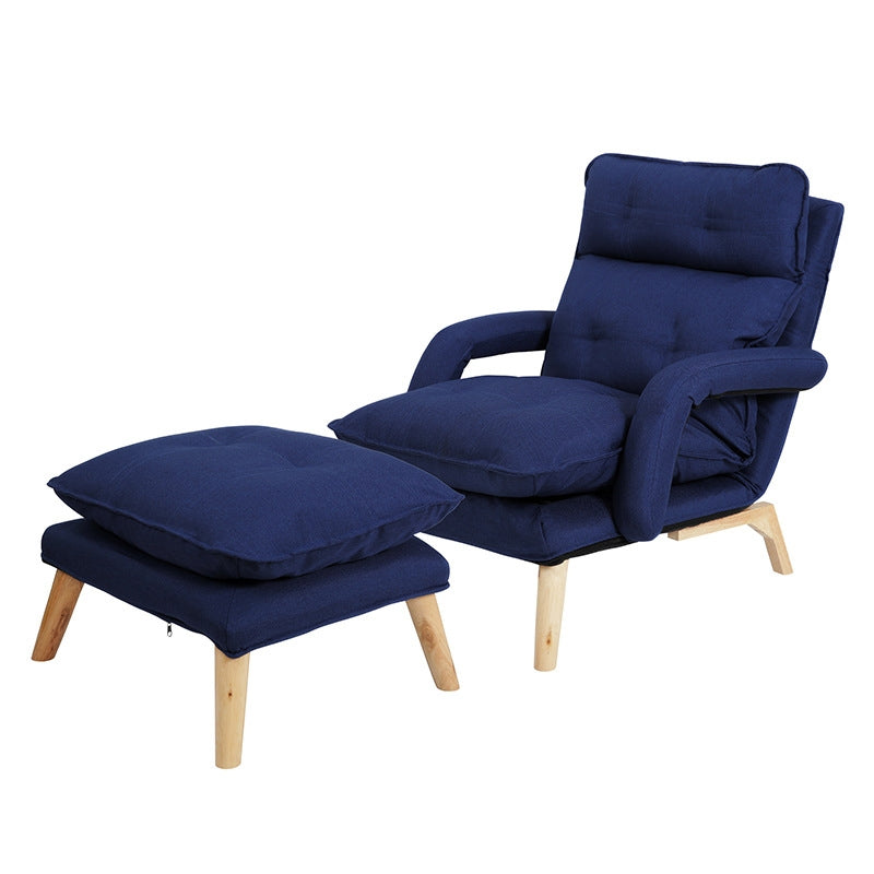 ELECTROPRIME F3 Lazy Sofa Armrest Bedroom Leisure Japanese Folding Fabric Lounge Chair (Dark Blue)