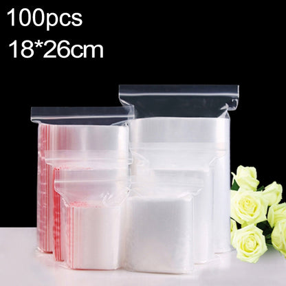 ELECTROPRIME 100pcs/pack PE Self Sealing Clear Zip Lock Packaging Bag, 18cm x 26cm, Custom Printing and Size are welcome