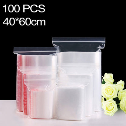ELECTROPRIME 100pcs/Pack PE Self Sealing Clear Zip Lock Packaging Bag, 40cm x 60cm, Custom Printing and Size are welcome