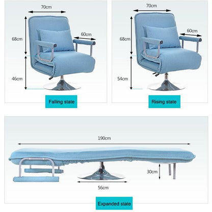 ELECTROPRIME X1 Multifunctional Single Lunch Break Folding Rotating Lifting Cotton Recliner Sofa Bed (Lake Blue)