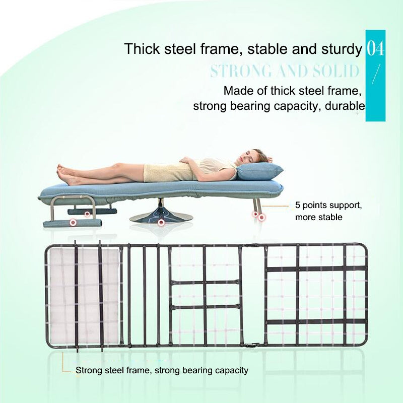 ELECTROPRIME X1 Multifunctional Single Lunch Break Folding Rotating Lifting Cotton Recliner Sofa Bed (Lake Blue)