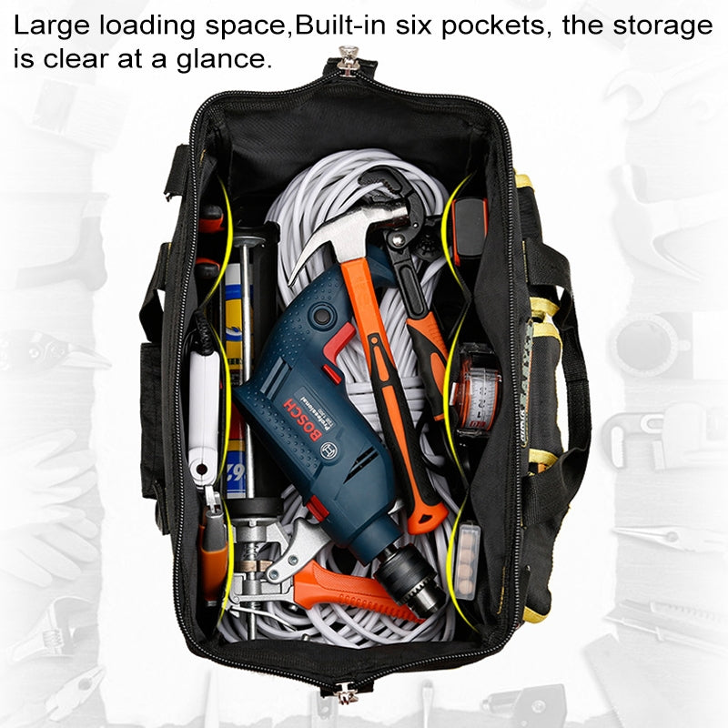 ELECTROPRIME Multi-function Oxford Cloth Cloth Bottom Electrician Belt Pouch Maintenance Tools Handbag Shoulder Bag Convenient Tool Bag, Size : 18 inch