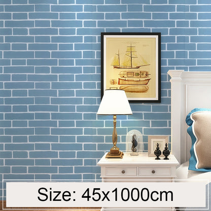 ELECTROPRIME Mediterranean Brick Creative 3D Stone Brick Decoration Wallpaper Stickers Bedroom Living Room Wall Waterproof Wallpaper Roll, Size: 45 x 1000cm