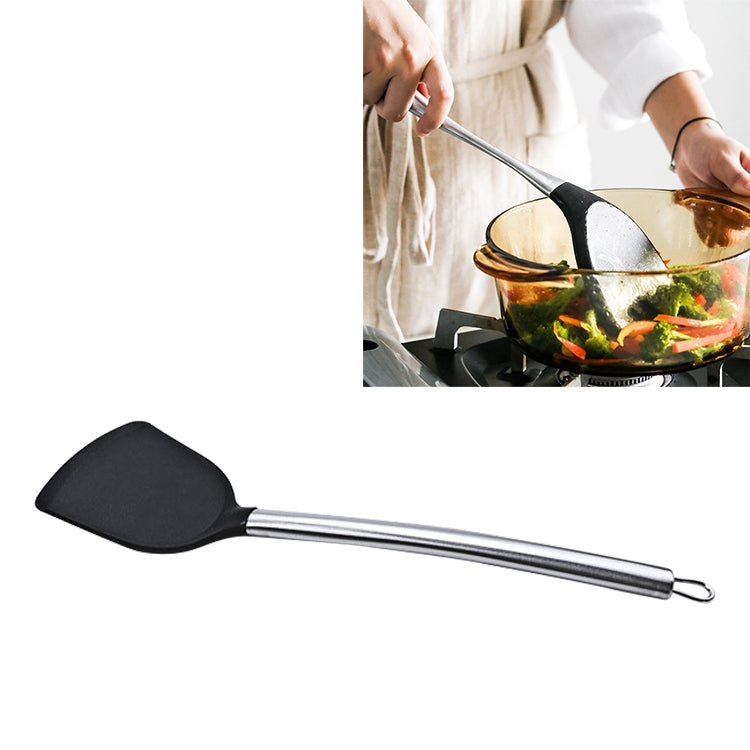 ELECTROPRIME kn605 Stainless Steel Handle Silicone Slice High Temperature Resistance Cooking Slice(Black)