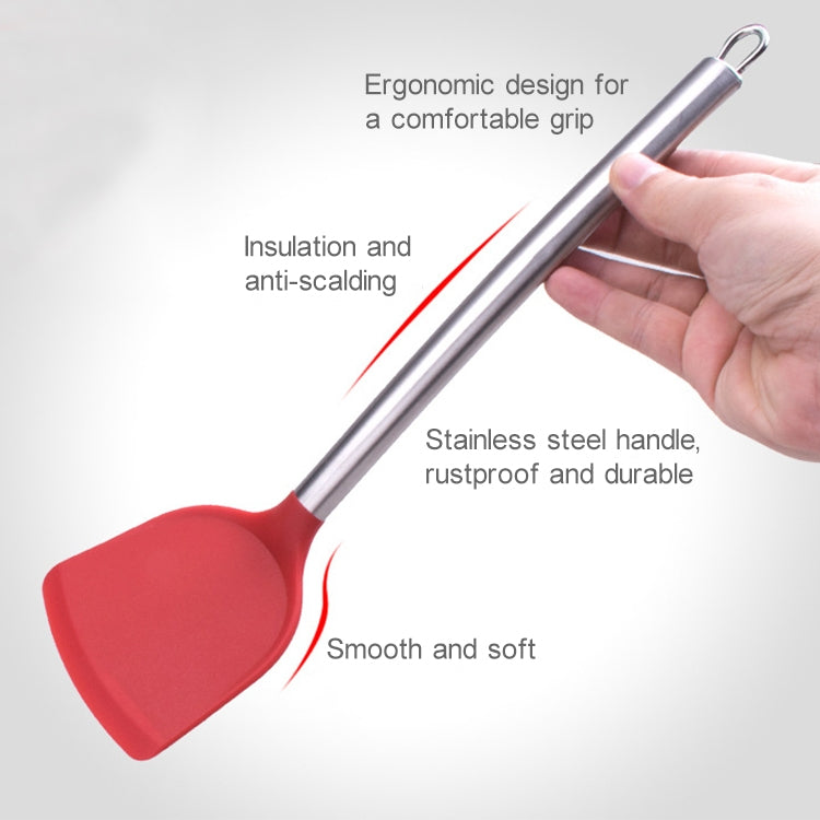 ELECTROPRIME kn605 Stainless Steel Handle Silicone Slice High Temperature Resistance Cooking Slice(Red)