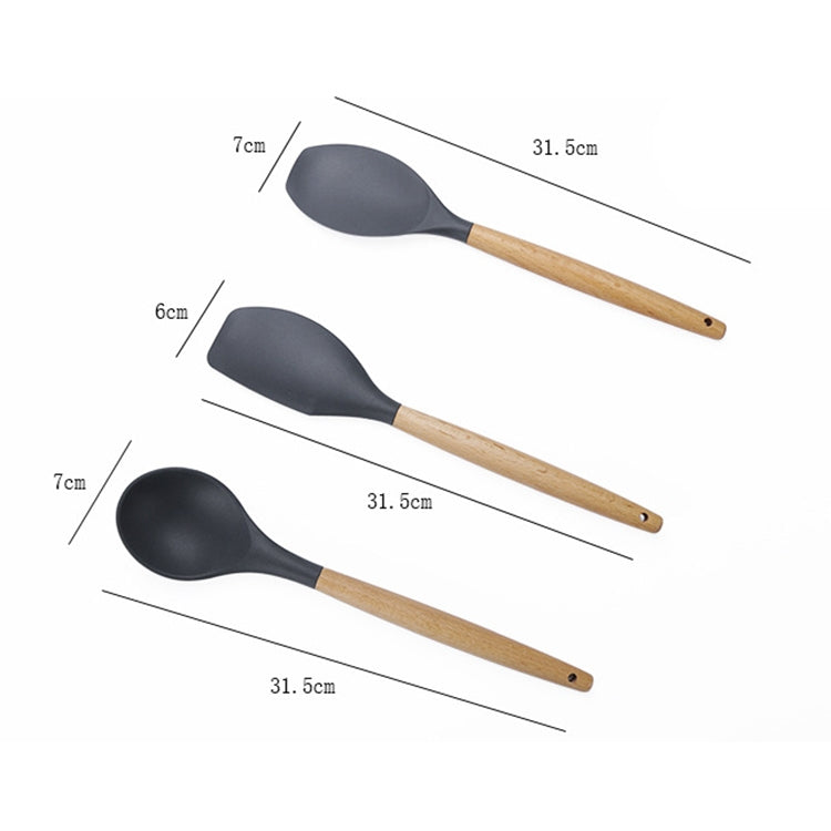 ELECTROPRIME kn020 11 in 1 Wooden Handle Silicone Non-stick Spatula Spoon Kitchen Tool + Bucket Set