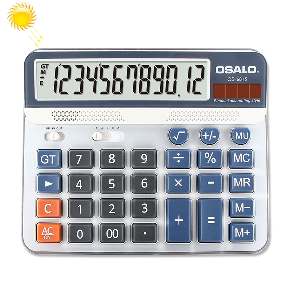 ELECTROPRIME OSALO OS-6815 12 Digits Desktop Calculator Solar Energy Dual Power Calculator