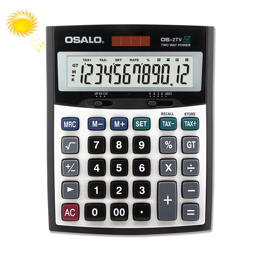 ELECTROPRIME OSALO OS-2TV 12 Digits Desktop Tax Rate Calculator Solar Energy Dual Power Calculator