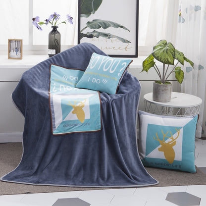 ELECTROPRIME Deer Pattern Multifunctional Plush Blanket Square Pillow Quilt Office Car Pillow Cushion, Size : L