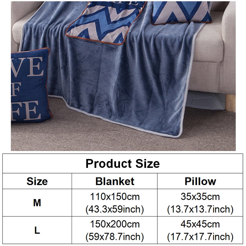 ELECTROPRIME Deer Pattern Multifunctional Plush Blanket Square Pillow Quilt Office Car Pillow Cushion, Size : L