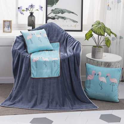 ELECTROPRIME Flamingos Pattern Multifunctional Plush Blanket Square Pillow Quilt Office Car Pillow Cushion, Size : L