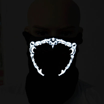 ELECTROPRIME FG-FULL-01 Halloween Mask Voice Control LED Cold Light Terror Cosplay Mask (Blue)
