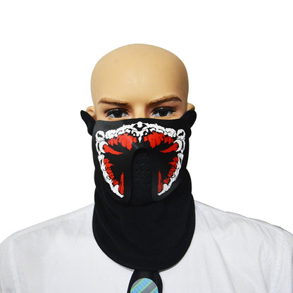 ELECTROPRIME FG-FULL-01 Halloween Mask Voice Control LED Cold Light Terror Cosplay Mask (Blue)