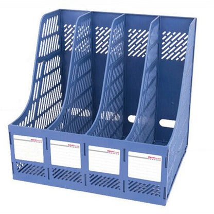 ELECTROPRIME 4 Sections Desk Organizer Office Supplies Accessories Desktop Tabletop Sorter Shelf(Blue)