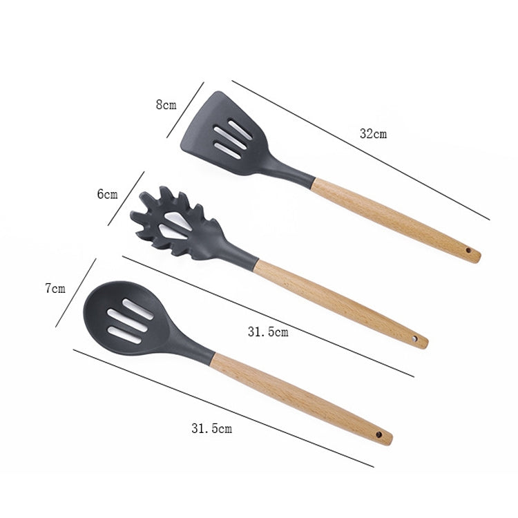 ELECTROPRIME kn020 9 in 1 A Version Wooden Handle Silicone Non-stick Spatula Spoon Kitchen Tool Set