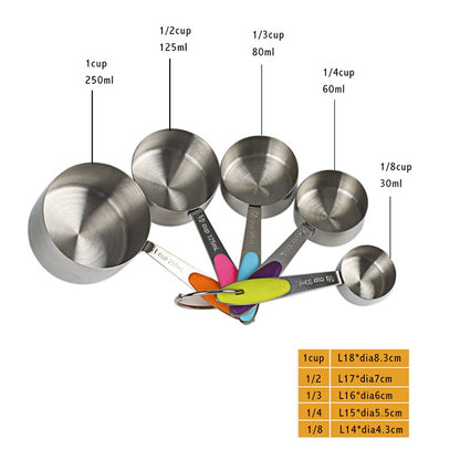 ELECTROPRIME kn650 10 in 1 Colorful Stainless Steel Measuring Spoon Cake Mold Baking Tool Set